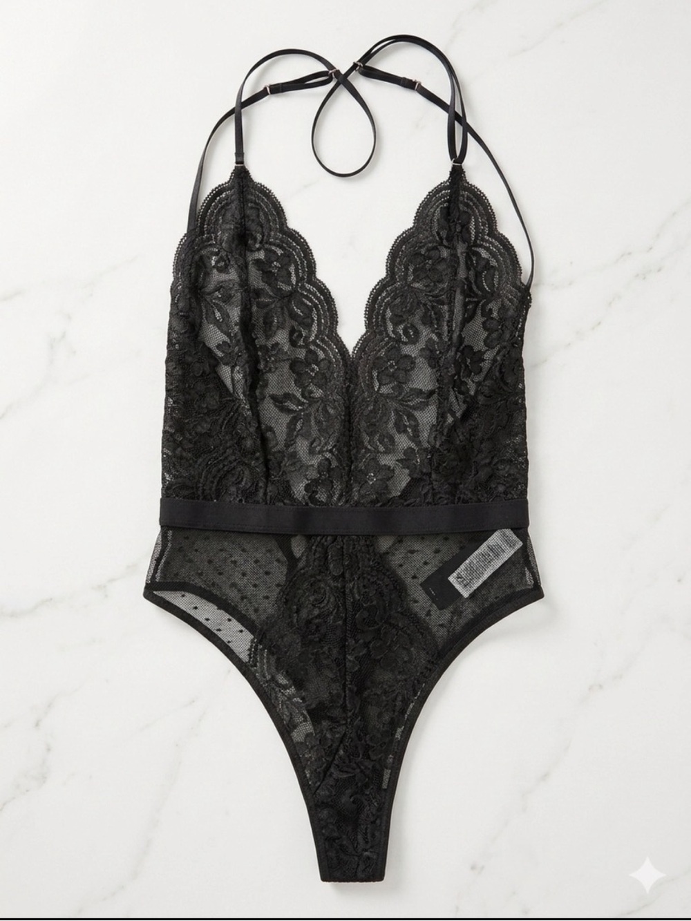 In Bloom Jonquil Magnolia Black Dot Mesh Floral Lace Teddy XS NWOT